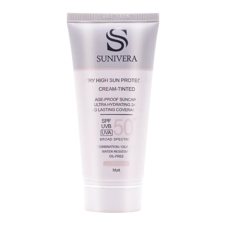 کرم ضد آفتاب رنگی SPF50 پوست چرب و مختلط سانیورا 50 میلی لیتر