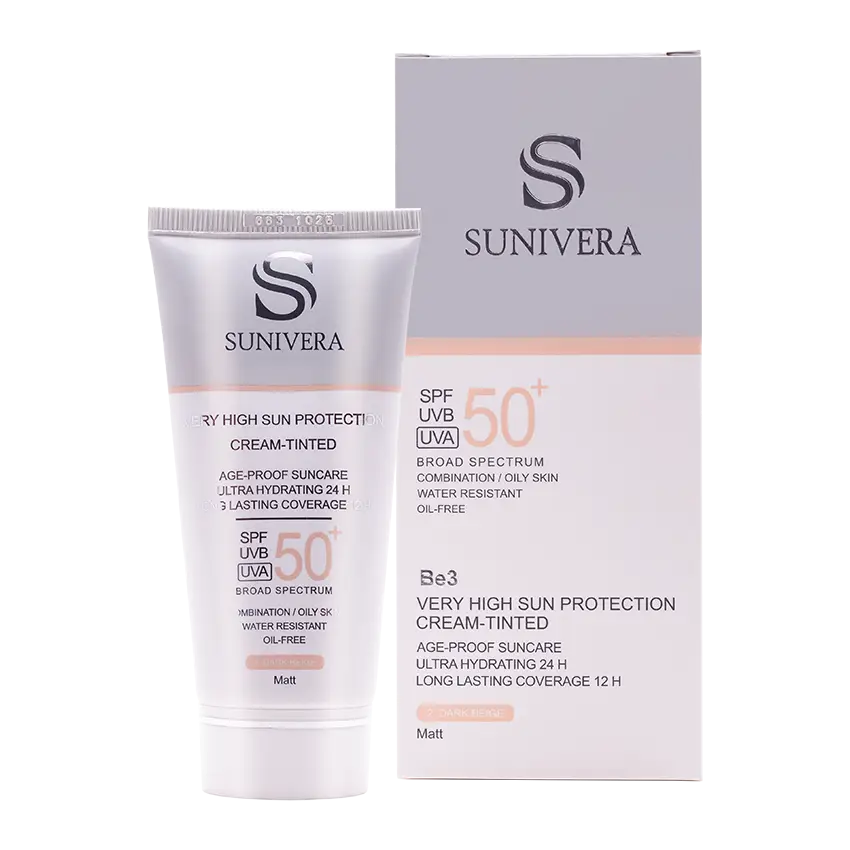 کرم ضد آفتاب رنگی SPF50 پوست چرب و مختلط سانیورا 50 میلی لیتر