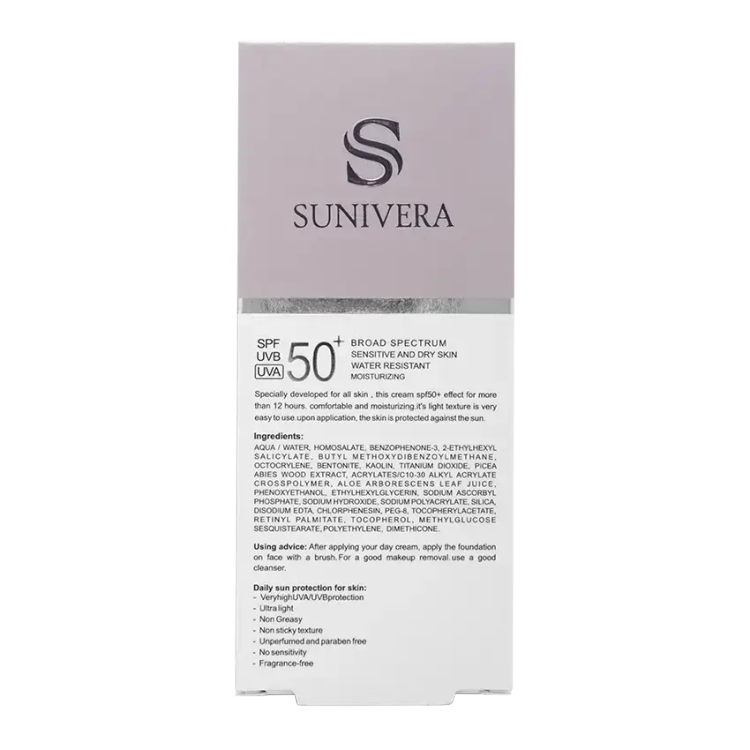 کرم ضد آفتاب بی رنگ SPF50 سانیورا مناسب انواع پوست 50 میلی لیتر
