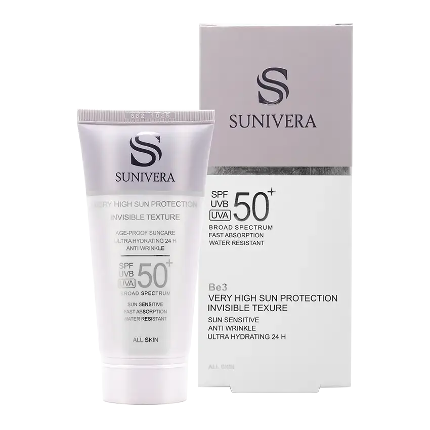 کرم ضد آفتاب بی رنگ SPF50 سانیورا مناسب انواع پوست 50 میلی لیتر